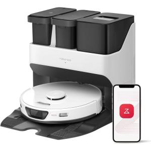 imageroborock S7 Max Ultra Robot Vacuum and Mop Combo Auto Mop Drying and Washing SelfEmptying and Refilling 5500Pa Suction Reactive Tech Obstacle Avoidance White RockDock Ultra Series
